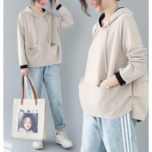 Women Fashion Korea Style Long Sleeve Cotton Hooded Oversized Love Peace Embroidery Fleece Office Lady Casual Coat Sweatshirts