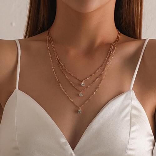 Bohemian Multi Layered Crystal Pendant Necklaces For Women Fashion Charm Gold Color Chokers Necklace Jewelry Collier Collares