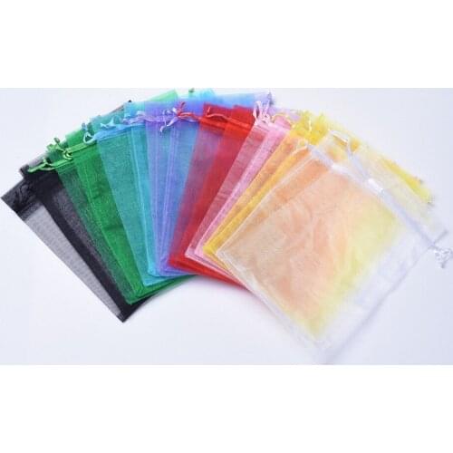 1 Set Mix Color Solid Organza Bags Wedding Favour Drawable Bags Jewelry Packaging Display Pouches Gifts Bags