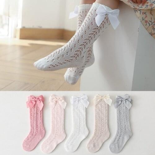 2021 New Baby Stockings Summer Thin Cute Super-green Mesh Breathable Childrens High Stockings Baby Socks Cotton Baby Newborn