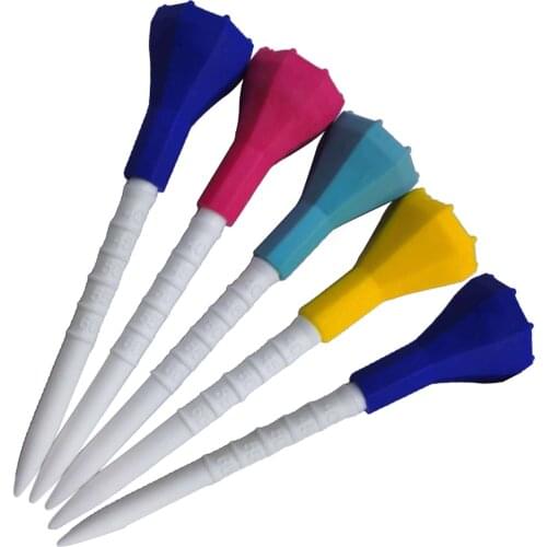 5 Pack Rubber Cushion Top Golf Tees 3.4inch Random Color Golf Practicing for Golfer