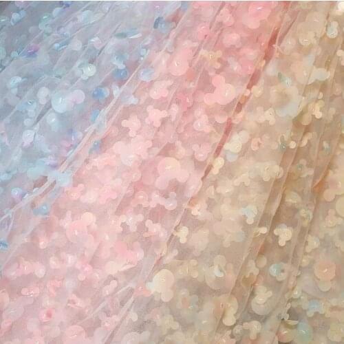 50*150cm Wide gradient ramp lace Applique Embroidery Lace Fabric Clothes Girls Dress Clothes sewing Materials Pink blue yellow