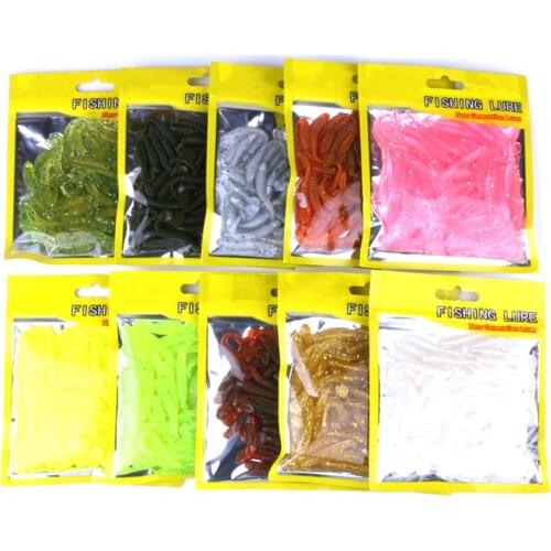 50pcs Fake Bait Wobbler Soft Jigging Floating T Fish Bionic Isca Artificial Fishing Lure Fly Silicone Bait Worms Random Color