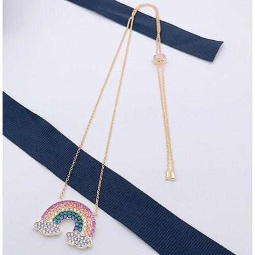 51-80cm High-quality female fashion Personalized Gold Rainbow Necklace with stylish and delicate clavicle chain