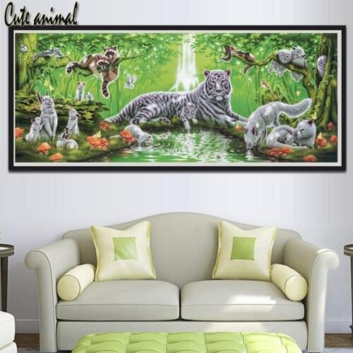 DIY Diamond Painting Tiger raccoon rabbit 5D Cross Stitch 3D Diamonds Embroidery Animal forest Mosaic Rhinestone painting