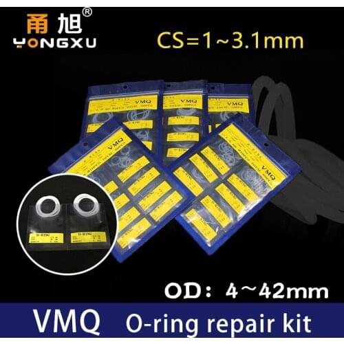 White Silicon Rubber O-ring Silicone/VMQ thickness CS1/1.5/1.9/2.4/3.1mm multiple size repair kit combination Sealing Gasket