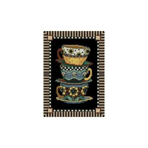 FREE delivery hot sell Top Quality counted cross stitch kit three tea cups dim 6796