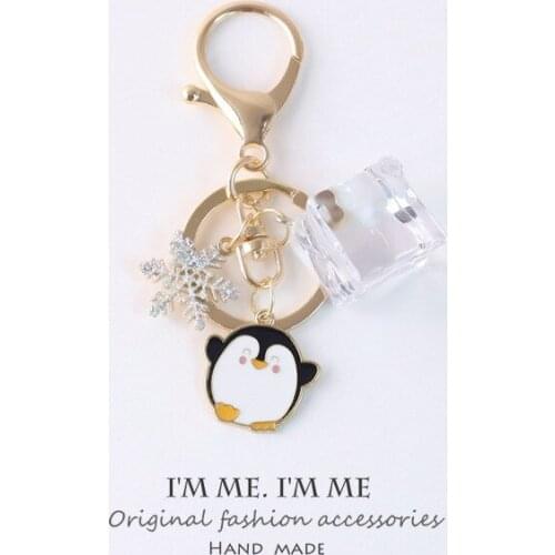 Cartoon Animal Keychains Cute Bear Penguin Anime Pendant Car Keyring for Women Girl Bag Airpods Key Chains Gift accessories