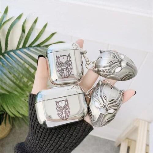 Marvel electroplating black panther soft shell bluetooth earphone sleeve is suitable for AirPods1 2 Pro soft shell earphone slee