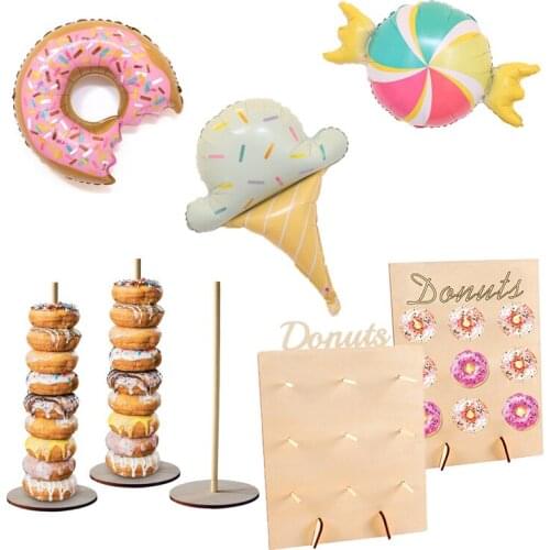 Ice Cream Balloon Wooden Donut Stand Birthday Party Decoration Kids Baby Shower Party Supplies