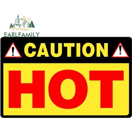 EARLFAMILY 13cm x 8.1cm Caution Hot Surface Sticker Decal Vinyl OSH Safety Sign Window Car Scratches Decorative Car Stickers