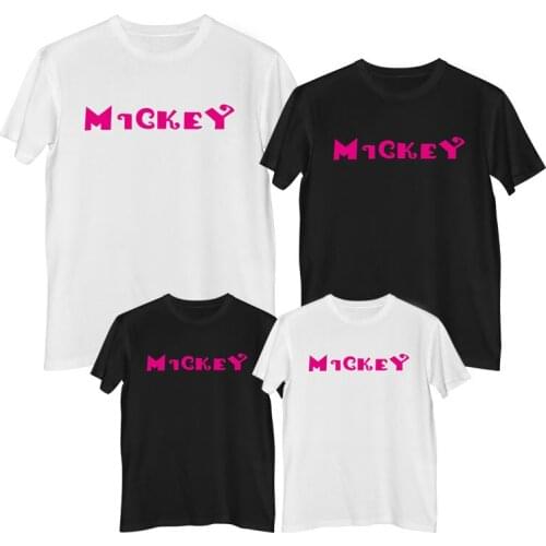 Disney Mickey Mouse T shirt Summer Comfortable 100% cotton Fashion Mens Woman T-shirts Kids clothes family matching clothes