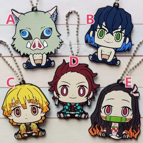 Demon Slayer: Kimetsu no Yaiba original Japanese anime figure rubber Silicone mobile phone charms key chain strap keyring