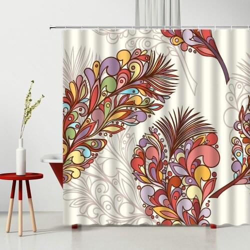 Colorful feather shower curtain Modern Bedroom Curtains Anti-Mold Bathroom Curtains Colorful Bathroom Curtains Colored Curtains