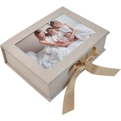 Handmade Custom Linen 4x6inch Photo Print Box with Photo cover - Photo Print Packaging - Wedding Photography Packaging