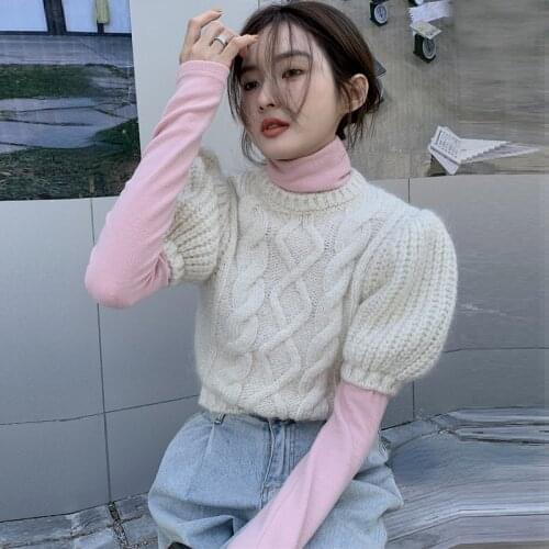 2021 Spring New Irregular Design Woman Sweaters Sexy Lace Hollow Out Patchwork Pullover Fashion Elegant Soft Knitted Tops