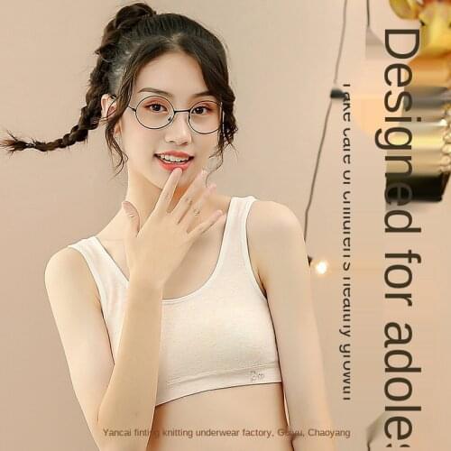 Teenage Girl Puberty Underwear Wireless Sports Colored Cotton Vest Junior High School Student Thin Small Bra