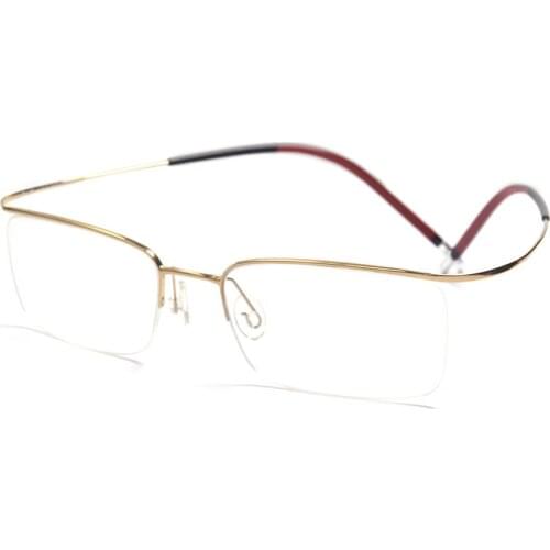 Screwless Pure Titanium Half Rim Eyeglass Frame for Men Ultra Light Flexible Prescription Glasses Hypoallergenic Titânio Eyewear