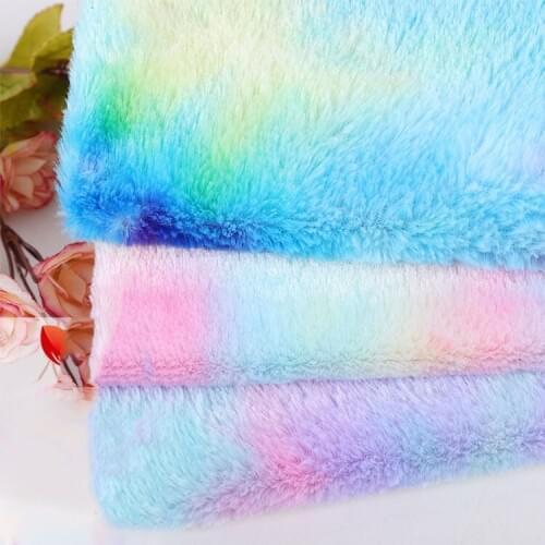 Polyester tie-dyed rabbit fur pv plush plush colorful plush toy clothing luggage fabric
