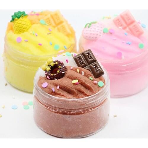 Fluffy Doughnut Chocolate Cream Brushed Sime Putty Clay Soft Squishies DIY Toy
