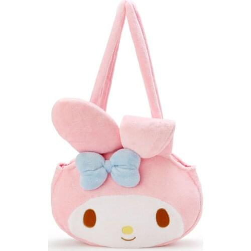 Sanrio Hello Kitty new plush face shoulder bag Melody plush doll large capacity shoulder bag cartoon handbag