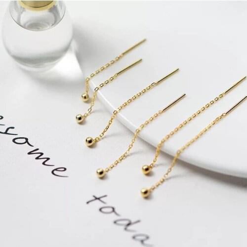 Minimalist Female Ball Small Drop Earrings 925 Sterling Silver Wedding Earrings For Women Charm Bridal Chain Dangle Earrings