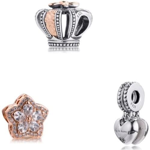 One Set New Valentines Day Sterling Silver Pendant Autumn Charm S925 Anniversary Bracelets Sparkling Beads for Jewelry Making