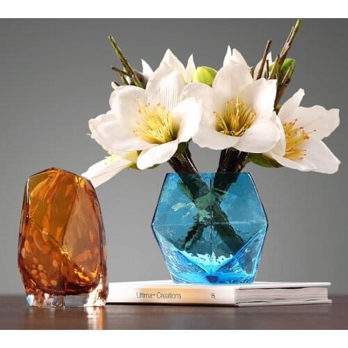 Modern Nordic creative geometry transparent glass vase American home decoration container home wedding decoration accessories