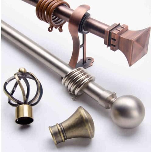 Three Colors Modern Fashionable Non-Magnetic Stainless Steel Single Double Rome Curtain Rod Mute Accessories
