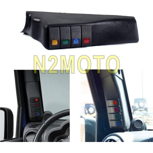 Left Hand A Pillar Switch Pod 4 LED Boat Rocker Switches Panel for Jeep Wrangler JK 2 Door Unlimited 4 Door 2007-2010