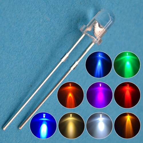 100Pcs F3 3mm Round Blue Super Bright Light Bulb Led Emitting Diode water clear 460~465NM 20MA Electronic component Lamp Diodes