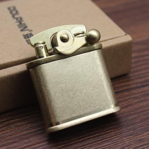 Vintage Free Fire Torch Lighter Grinding Wheel Flint Brass Kerosene Compact Lighter Cigarette Gasoline Windproof Gadgets For Men