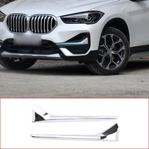 For BMW X1 F48 2019-2020 ABS plastic Bright Front Fog Light Strips Trim decoration Exterior Car Accessories