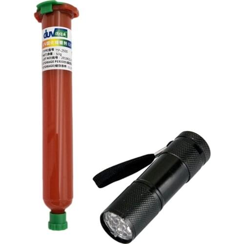 50g TP-2500 LOCA UV glue liquid optical clear adhesive with 9LED UV Flashlight for touch screen huawei samsung galaxy iPhone