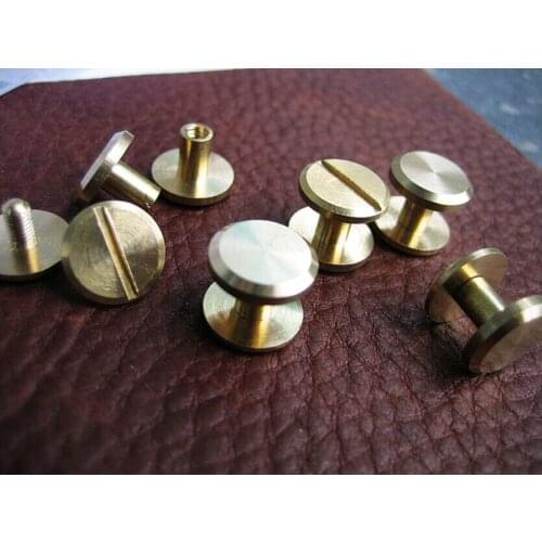 20pcs Solid Brass Screw Copper buckle Nail Rivets For Luggage Leather Craft Strap