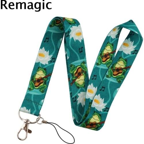 20pcs Cartoon frog Keychain Lanyards Id Badge Holder ID Card Pass Gym Mobile Phone Badge Holder Key Strap webbings ribbons