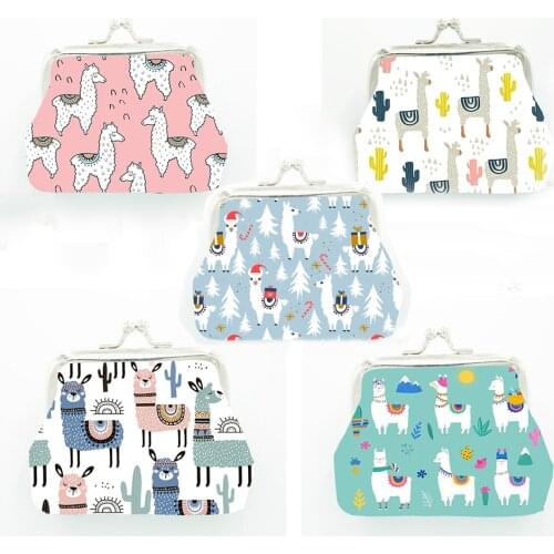 2020 Alpaca Printed coin wallet for Women Kids Girls Mini Purses Cartoon Pattern Wallet Bag Children Cute Coin Purse small bag