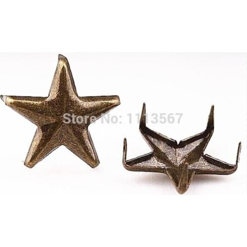 500pc Antiqued Bronze 5 Studs Star Spike Spot Nail head Crafting Garment Sewing On T-shirts,Leather,Wrist bands, Clothings K40