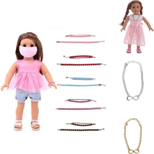 Doll Accessories Leather Necklace Bracelet And Metal Necklace For 18 Inch Dolls & 43 Cm Dolls Girls Toy Gifts