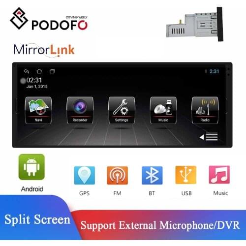 Podofo Android Car Multimedia Player 6.9 Inch Touch Screen Bluetooth Autoradio Stereo Video GPS WiFi Universal 1din Auto Radio