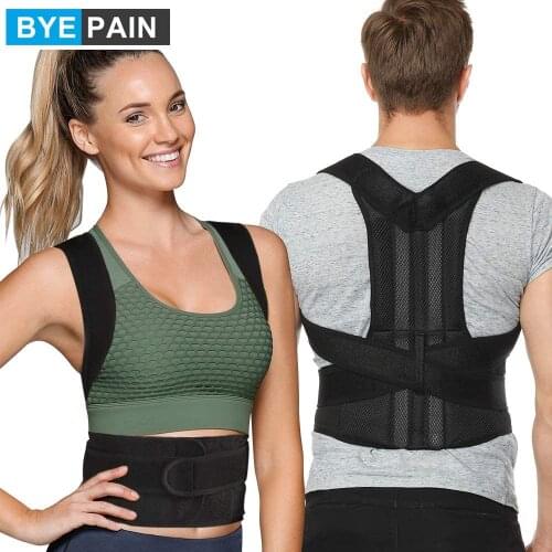 BYEPAIN Back Brace Posture Corrector Full Back Support Belts for Pain Relief, With Adjustable Elastic Shoulder Straps, Men Women