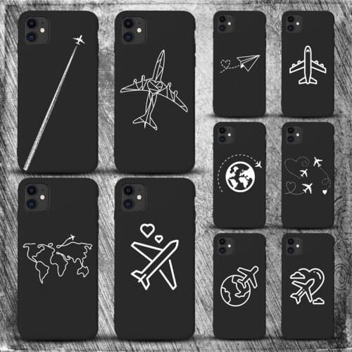 World Map Travel phone Case For iPhone 12 11 Pro max XR XS Max X XS Silicone Soft airplane Cover for iPhone 8 7 6s Plus SE2020