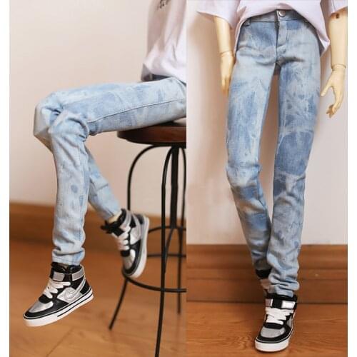 G10-139 children toy 1/6 1/4 1/3 uncle bjd sd DD dolls props Accessoriess clothes Tie-dyed light blue washed jeans 1pcs
