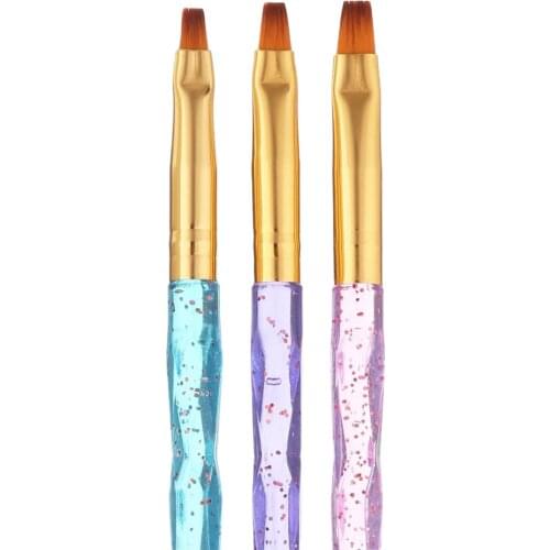 3 Pieces Acrylic Nail Brushes Professional UV Gel 3D Nail Brush Pen Set