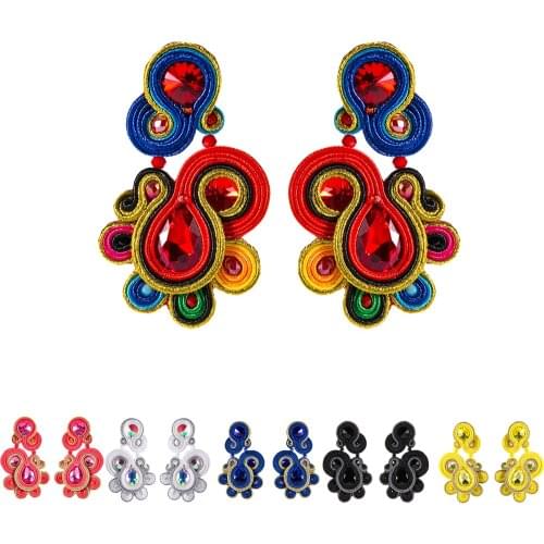 KpacoTa New unique design Colourful drop earrings Boho ethnic Soutache handmade jewelry making weaving Women Earring 2020 Gift