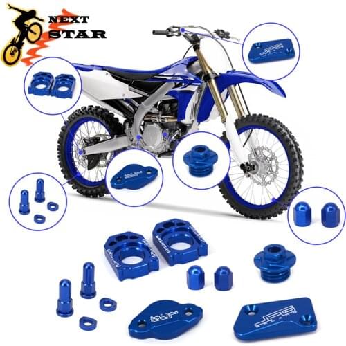 Motorcycle Brake Fluid Reservoir Cover Axle Block Set For YAMAHA YZ125 YZ250 YZ250F 450F YZF YZ125X YZ250X WR250F WR450F YZ250FX