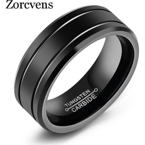 Modyle Fashion Black Tungsten Ring For Men Tungsten Wedding Ring Jewelry Fashion Mens Big Ring