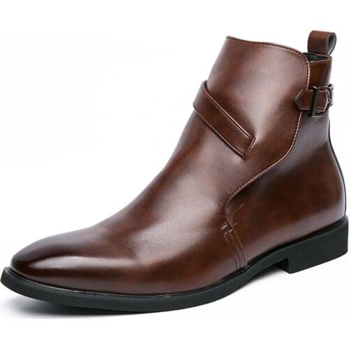 Autumn Winter Fashion Men Motorcycle Boots Genuine Leather Ankle Chelsea Boots Men Shoes Vintage Classic Men Leather Ankle Boots