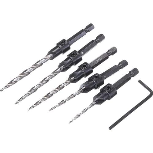 1set Woodworking Hex Shank 2 Flutes Carpentry Drill Bits Countersink Drill Bit Set Wood Screw Hole Opening Bits
