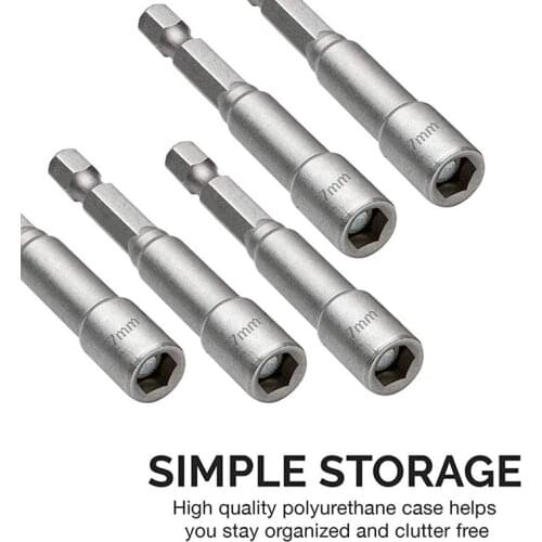 LBER 10Pcs 1/4 Hex Shank Impact Nut Driver Socket Set 7mm/9/32Inch Drill Nut Driver Bit, 2.5Inch Length